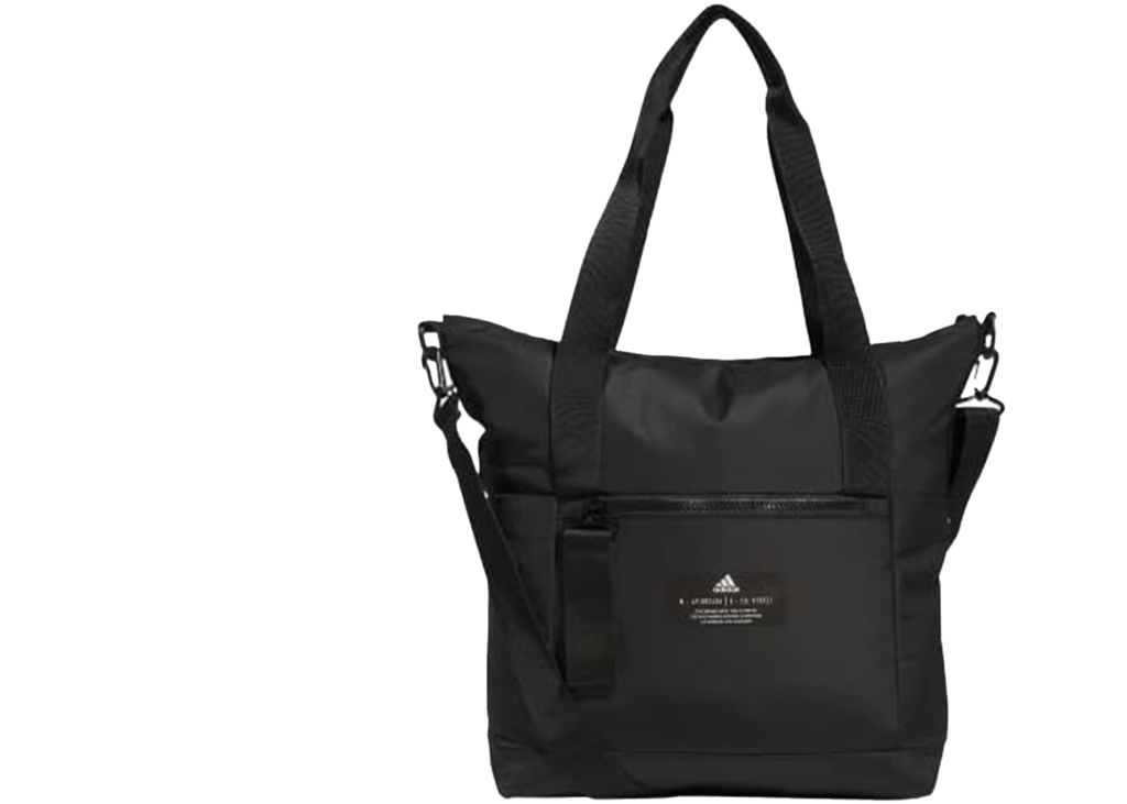 Black adidas tote bag that can be purchase on amazon as a gym bag